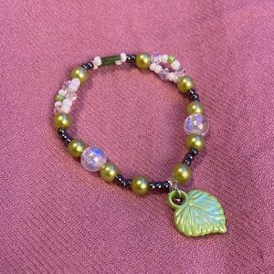 Handmade Jewelry Children’s Elastic Bracelet w Faux Pearls, Metal, & Glass Beads